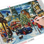 5D Teemantmaal Talvine T&auml;isruudukujuline &Uuml;mmargune Teemantmosaiik Tikand Rhinestones Maastik T&auml;nava Kodukaunistus Full Round 20X30CM