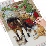 Teemantmaaling Talvine ristpistes hobune 5D Teemanttikandid Koer Mosaiik Loom K&auml;sit&ouml;&ouml; J&otilde;ulukingitus Full Round (20X30CM)