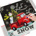 Teemantmaalimise j&otilde;ulupuu lumememme k&auml;sit&ouml;&ouml;komplekt t&auml;ispuurimise ruut 3D teemanttikandid maastiku auto kodukaunistus Full Round （30x30CM）