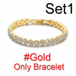 Luksuslik teemant-ehete ja -kellakomplekt naistele, s&auml;delev kvartsist k&auml;ev&otilde;rukomplekt, kristallist kaelakee k&otilde;rvar&otilde;ngad, s&otilde;rmus, ehted, festivali kingitused Set 1