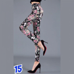 Naiste lilletr&uuml;kk jooga s&auml;&auml;rised t&uuml;drukute mood &otilde;hukesed k&auml;rbitud p&uuml;ksid k&otilde;rge elastsusega kitsad vabaaja p&uuml;ksid One Size (50-70 kg) roosa/must