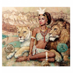 5D DIY teemantmaal Egiptuse kuninganna ja tiiger Tikand Ristpistes 5D Kodukaunistuse kingitus Full Round 20x30CM