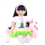 BZDOLL 60 cm silikoonist Reborn v&auml;ikelapse nukk m&auml;nguasi t&uuml;drukule 24-tolline vin&uuml;&uuml;lprintsess, riidest kehaga beebi Alive Bebe kleit lapsele s&uuml;nnip&auml;evakingitus Blue eyes, 60cm doll sinine