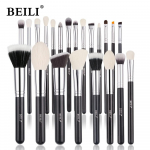 BEILI Professional 22/23 tk meigipintslite komplekt, naturaalne kitsejuuksepuuder jumestuskreem lauv&auml;rvi meigipintsel