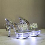 Platvorm helendavad helmed paksu kontsaga kristallist sussid 34 must