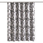 1 tk veekindel du&scaron;ikardin, geomeetrilised tr&uuml;kitud vannikardinad mosaiikmustriga pol&uuml;esterriie 240cm * 200cm hall