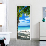 Roheline Metssild Isekleepuv uksetapeet 3D PVC Kodukaunistuse kleebis Ranna P&auml;ikesemaastiku Plakat Seinamaal Seinakleebise deurkleebis 24