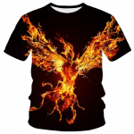Mood Summer Eagle And Flame Phoenix Animal 3D tr&uuml;kitud T-s&auml;rk meeste T-s&auml;rgile Kaelusega l&uuml;hikeste varrukatega T-s&auml;rk Top Hot 3XL