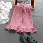 T&uuml;drukute puuvillased volangilised p&uuml;ksid suvised &uuml;hev&auml;rvilised vabaaja lapsed, t&uuml;drukud, lahtised pahkluuni ulatuvad p&uuml;ksid lasteriided 110 roosa