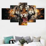5 t&uuml;kki Abstraktne Tiigripea Tulel&otilde;uend Maalimine Loomade Plakatid ja Prindid Seinapildid Elutoa Kodukaunistus Ilma raamita 30x40cm*2 30x60cm*2 30x80cm*1