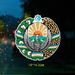 Tri Mishki WCS231 14x14,2 cm Usbekistani vapp Autokleebis Naljakas v&auml;rvikas autokleebised Autode kleebised