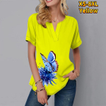 Naiste suvine T-s&auml;rk Sinine liblikastr&uuml;kiga l&uuml;hikeste varrukatega s&auml;rgid vabaaja topid V&auml;ikesed V-kaelusega l&uuml;hikesed varrukad XS heleroheline v&auml;rv