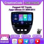 Android 2 Din auto multimeediumipleier Peugeot 107 Toyota Aygo Citroen C1 2005-2014 peakomplekti stereo-GPS-i navigatsioonis&uuml;steemile BT WIFI 1+16GB