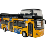 1:32 Scale Cast Sightseeing Tour Buss Toy Back Vehicles, Mini Double Decker Tourist Open Top buss Mudelauto tulede ja muusikaga 1/32-18x7.5x4.5cm kollane