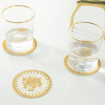 10 pcs set Mat an Food Cushion Plate Cutlery Cup Cushion PVC Coaster costers Placemat Bowl Dining Table Mats luxury 10CM Circular beige