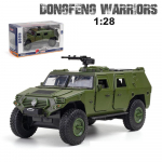 1/28 Scale Dongfeng Warriors Military Diecast sulamist automudel, tagasit&otilde;mmatav m&auml;nguauto koos heli ja valgusega lastele t&auml;iskasvanutele m&otilde;eldud kingituste kollektsioon 1/28-18x9x8.6cm smaragdroheline