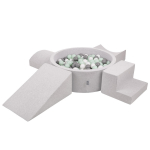 KiddyMooni vahtplastist m&auml;nguv&auml;ljak lastele &uuml;mmarguse kuuliga (300 palli Kuulid 7 cm/2,75 tolli), helehall:valge/hall/m&uuml;nt