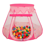 Selonise m&auml;ngutelk 105x90cm/200 palli lossimaja pop up ballpit plastikpallid lastele, roosa:kollane-roheline-sinine-punane-oranž 105x90cm/200 balls