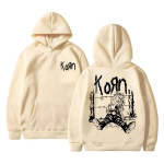 Rock Band Korn Graafiline Huppar Unisex &Uuml;le suurusega Streetwear Mees Vintage Hupparid Unisex Fliis Puuvillane Dressipluus Br&auml;ndiga Unisex R&otilde;ivad 4XL beige