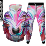 Meeste s&uuml;gisene Harajuku stiilis riided &uuml;likond Animal Lion 3D printimine kapuutsid + p&uuml;ksid 2tk komplektid naiste vabaaja dressi&uuml;likond, suur suurus S-6XL M