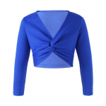 Knot Ruch Style Ees pikkade varrukatega &uuml;ler&otilde;ivad Lastele T&uuml;drukutele Tantsukost&uuml;&uuml;m Vabaajar&otilde;ivaste Crop Top kuninglik sinine v&auml;rv