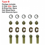 5Komplekt karpkalap&uuml;&uuml;gi tarvikute komplekt C klamber (3/6 naela) Q Ring Clip Heli Bead Sleeves Carp Hair Rig For Carp Fishing Terminal Tackle