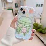 Armas silikoon&uuml;mbris Infinix Hot 30i Redmi Note 12 11 Samsung A54 A14 iPhone 11 13 Oppo Reno 8T Funda Cartoon Milk Tea Bear Cover Pehme TPU kaitseraua jaoks Infinix Hot 10 Play