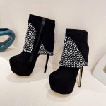 Eilyken Sexy Style Crystal Stiletto k&otilde;rged kontsad Naiste sandaalid Disain t&otilde;mblukk Platvorm &Uuml;mar varvas &ouml;&ouml;klubi Stripper Naiste kingad 35 must