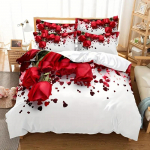 3D romantiline roosiga voodipesukomplekt naiste suletekk ja padjap&uuml;&uuml;r 2/3 tk t&uuml;drukute teismeliste tekikate DE135 * 200 t&auml;issuuruses lillemustriga kate AU Double 180x210cm