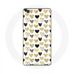 &Uuml;mbris Huawei P8 Lite'i abstraktse tekstuuriga taustaga mustade kollaste ja hallide s&uuml;damete jaoks