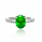 BELLA BOX looduslik j&auml;&auml; l&auml;bipaistev roheline kaltsedoonahhaat lihtne retro temperamendiga avatud s&otilde;rmus Naise ovaalne munaga n&auml;o r&otilde;ngas k&auml;ev&otilde;ru ehted Adjustable Opening roheline