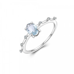 Vapustav Klassikaline Disainer&scaron;ikk H&otilde;bes&otilde;rmus Naistele Naturaalse Akvamariiniga Ovaalne 5x7 M&auml;rtsi S&uuml;nnikivi Luksuslik Ehtekink US RING SIZE:8# sinine