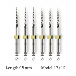 25/21 mm hambaviilid SC edasi p&ouml;&ouml;rlev NiTi viilis&uuml;steem endodontilise ravi hambaravi materjalideks 6 tk/karp SOCO PLUS 19mm 1712 kollane