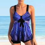 Naiste &otilde;lapaeltega ujumistrikoo Little Bear Flower Print Bikini Tankini ujumistrikoo S roosa