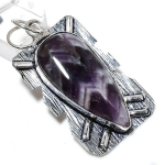 Natural Chevron Amethyst Gemstone 925 Sterling Silver Pendant 2.36 a7z26