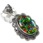 Natural Dicorich Glass Gemstone Handmade 925 Sterling Silver Pendant 2.36 t7t97