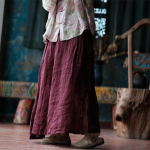 Johnature naiste vintage Patchwork v&auml;rvilised seelikud s&uuml;gise kvaliteetsed naiste A-seeria lahtised seelikud One Size punane