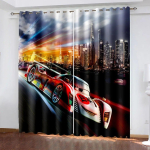3D Trendikad Spordiv&otilde;idus&otilde;iduautod Prinditud Akknakatted Poistele Meestele T&auml;iskasvanutele Elutupp Magamistuba K&ouml;&ouml;k Kardinad Pildikardinad 2 Paneeli W50xH130(CM)x2PCS-Rod pocket gray