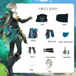Genshin Impact Alhaitham Cosplay Kost&uuml;&uuml;m Igap&auml;evased Riided Karnevali &Uuml;likond Anime Halloweeni Kost&uuml;&uuml;mid Maskeraad Naised M&auml;ng L-(Costume+Wig)
