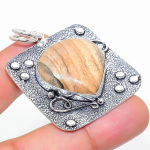 Natural Picture Jasper Gemstone 925 Sterling Silver Gift Pendant 1.97 n1z89