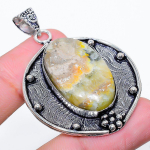 Natural Bumble Bee Jasper Gemstone 925 Sterling Silver Pendant 2.01 d7w86