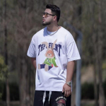 Tide ins kvaliteetne puuvillane &uuml;mara kaelusega l&uuml;hikeste varrukatega T-s&auml;rk meeste suures suuruses vabaaja tr&uuml;kitud topid M