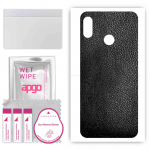 apgo Protective Skin Sticker for the back compatible with HTC U12 life, Wrap Film, Foil, Vinyl - Pattern Black Leather