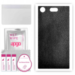 apgo Protective Skin Sticker for the back compatible with Sony Xperia XZ1 Compact, Wrap Film, Foil, Vinyl - Pattern Black Leather