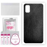 apgo Protective Skin Sticker for the back compatible with Tecno Pop 5C, Wrap Film, Foil, Vinyl - Pattern Black Leather