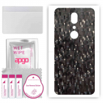 apgo Protective Skin Sticker for the back compatible with Sharp Aquos V, Wrap Film, Foil, Vinyl - Pattern Carbon Black Pixel