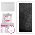 apgo Protective Skin Sticker for the back compatible with Umidigi F3, Wrap Film, Foil, Vinyl - Pattern Black Leather