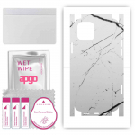 apgo Protective Skin Sticker for the back+sides compatible with Apple iPhone 12, Full Wrap Film, Foil, Vinyl - Pattern White Marble