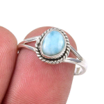 Natural Republic Larimar Kivist K&auml;sit&ouml;&ouml;na Valmistatud 925 Sterling H&otilde;bedast S&otilde;rmus Suurus 8 N2Z06 white
