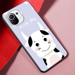 Cartoon Cows Strawberry &uuml;mbris Xiaomi Mi 11 Ultra 11T 10T 9T Pro Note 10 A2 9 8 Lite A3 CC9E 10S CC9 A1 must pehme telefoni kate Xiaomi 11T(11T Pro)